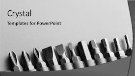  Presentation with bits - Slide deck consisting of macro of screwdriver bits background and a light gray colored foreground