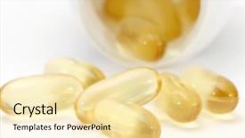  Presentation with vitamin - Amazing slide deck having macro of vitamin gels backdrop and a blonde colored foreground