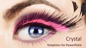  Presentation with eyelashes - Colorful PPT layouts enhanced with macro of woman s eye backdrop and a lemonade colored foreground