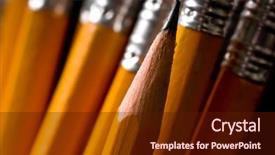  Presentation with lead - Colorful presentation design enhanced with macro of yellow pencils focus is on the sharp pencil lead the rest of the pencils are out of focus copy space to the left backdrop and a tawny brown colored foreground