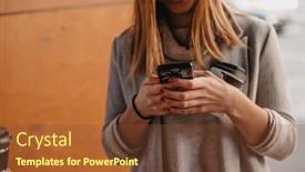  Presentation with coffee - PPT theme with macro-photo-of-a-girl background and a tawny brown colored foreground