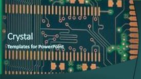  Presentation with green gold - Theme consisting of macro photo of green and gold electronic background background and a ocean colored foreground