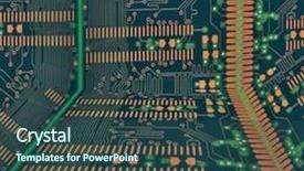  Presentation with green gold - Colorful theme enhanced with macro photo of green backdrop and a ocean colored foreground