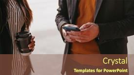  Presentation with people - Slide deck featuring macro-photo-of-young-people background and a tawny brown colored foreground