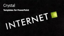  Presentation with photograph - Slide deck with macro-photograph-of-internet-modem background and a black colored foreground