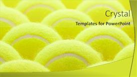  Presentation with brand - Theme having macro set of brand new tennis balls background and a yellow colored foreground