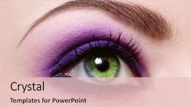  Presentation with eye - Audience pleasing slide deck consisting of macro shot of green woman' backdrop and a lemonade colored foreground