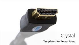  Presentation with cable - Presentation theme having macro shot of an hdmi cable isolated on white background and a white colored foreground