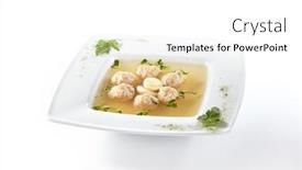  Presentation with soup - PPT layouts featuring chiken - macro shot of chicken soup background and a white colored foreground