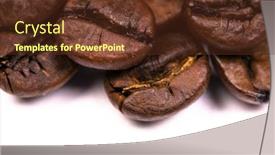  Presentation with coffe - PPT theme having macro shot of coffe bens isolated on white background and a tawny brown colored foreground
