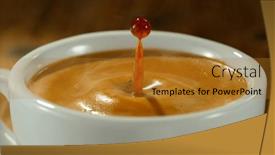  Presentation with cup coffee - Presentation theme enhanced with macro-shot-of-coffee-drop background and a  colored foreground