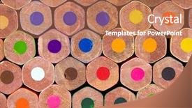  Presentation with colored pencils - Beautiful PPT layouts featuring macro shot of colored pencils back studio shot backdrop and a coral colored foreground
