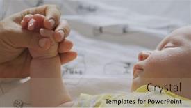  Presentation with infant care - Slides enhanced with macro-shot-of-infants-hand background and a coral colored foreground