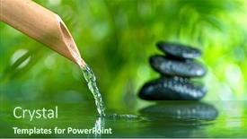 Presentation with water bamboo - Slides enhanced with macro-shot-of-leaking-water background and a forest green colored foreground