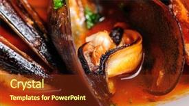  Presentation with italian - PPT theme enhanced with macro shot of mussels prepared in italian rustic style with wine and parsley background and a tawny brown colored foreground