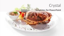  Presentation with white plate - Slide deck consisting of macro-shot-of-pork-knuckle background and a white colored foreground