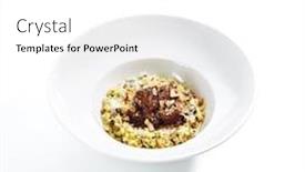  Presentation with veal - Amazing PPT theme having macro-shot-of-risotto backdrop and a white colored foreground