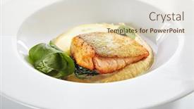  Presentation with celery - Colorful PPT theme enhanced with macro-shot-of-salmon-fillet backdrop and a soft green colored foreground