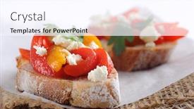  Presentation with feta cheese - Colorful slide set enhanced with macro-shot-of-slices backdrop and a  colored foreground