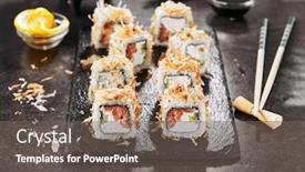  Presentation with cucumber cream - Amazing slides having macro-shot-of-uramaki-sushi backdrop and a violet colored foreground