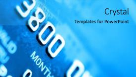  Presentation with credit card - PPT theme featuring macro-shot-with-old-credit background and a cyan colored foreground