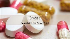  Presentation with shots - Colorful presentation design enhanced with macro shots of tablets and capsules backdrop and a coral colored foreground