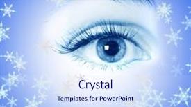  Presentation with eye - Cool new PPT theme with macro-very-beautiful-female-eye backdrop and a sky blue colored foreground