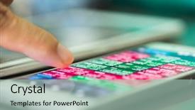  Presentation with economics macro - Slide set having macro view of man using background and a mint green colored foreground