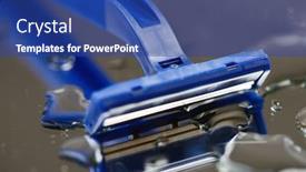  Presentation with razor - Theme consisting of macro-view-of-safety-razor background and a ocean colored foreground