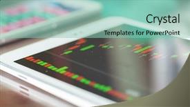  Presentation with economics macro - Presentation design featuring macro view of stock market background and a mint green colored foreground
