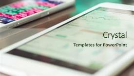  Presentation with economics macro - Beautiful slide set featuring macro view of stock market backdrop and a soft green colored foreground