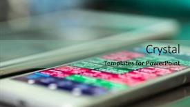  Presentation with economics macro - Presentation design with macro view of stock market background and a seafoam green colored foreground