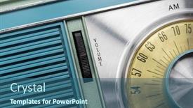  Presentation with vintage radio - Beautiful PPT theme featuring macro-view-of-volume-dial backdrop and a ocean colored foreground