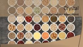  Presentation with food grains - Slide set consisting of macrobiotic health food background and a coral colored foreground