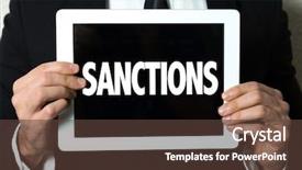  Presentation with macroeconomics - Slide set enhanced with macroeconomics - sanctions background and a tawny brown colored foreground