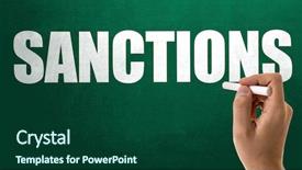  Presentation with macroeconomics - Slides with macroeconomics - sanctions background and a forest green colored foreground