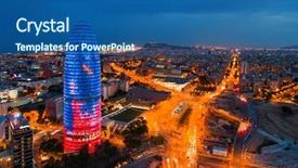  Presentation with city buildings - Colorful PPT theme enhanced with macys - barcelona spain may 13 2019 backdrop and a ocean colored foreground