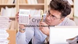  Presentation with report - Cool new PPT layouts with mad auditor looking for errors backdrop and a coral colored foreground