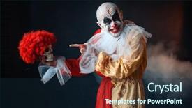  Presentation with anatomy depiction of a human red heart and ecg - Presentation design having mad bloody clown holds human background and a wine colored foreground