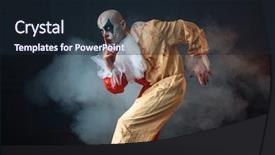  Presentation with clown - Presentation theme featuring mad bloody clown sneaks background and a wine colored foreground