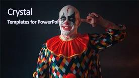  Presentation with bloody fingerprint - Colorful slides enhanced with mad bloody clown twirls finger backdrop and a wine colored foreground