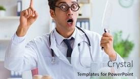  Presentation with eat - PPT theme enhanced with mad crazy doctor preparing to eat rabbit background and a light blue colored foreground