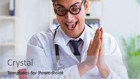  Presentation with eat - Amazing PPT theme having mad crazy doctor preparing to eat rabbit backdrop and a light blue colored foreground