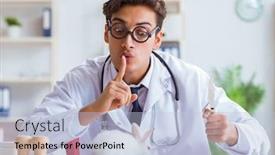  Presentation with eat - Colorful PPT layouts enhanced with mad-crazy-doctor-preparing backdrop and a light blue colored foreground