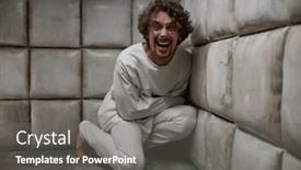  Presentation with crazy - Presentation having mad-crazy-man-patient-wearing background and a gray colored foreground