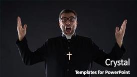  Presentation with crazy - PPT theme consisting of mad crazy priest surprised expression background and a black colored foreground
