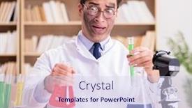  Presentation with mad scientist - Presentation featuring mad crazy scientist doctor doing experiments in a laboratory background and a sky blue colored foreground
