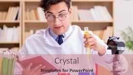  Presentation with mad scientist - Colorful presentation enhanced with mad-crazy-scientist-doctor-doing backdrop and a coral colored foreground