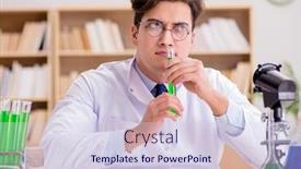  Presentation with mad scientist - Presentation design with mad-crazy-scientist-doctor-doing background and a sky blue colored foreground