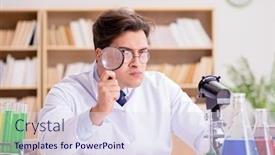  Presentation with mad scientist - Audience pleasing slide set consisting of mad-crazy-scientist-doctor-doing backdrop and a sky blue colored foreground